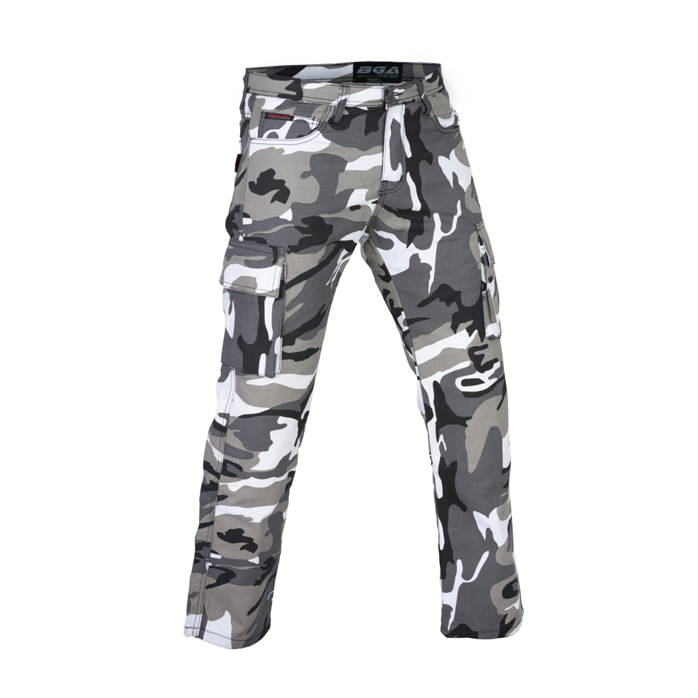 BGA Robin Men Motorcycle Cargo Pants Camo Grey/Black