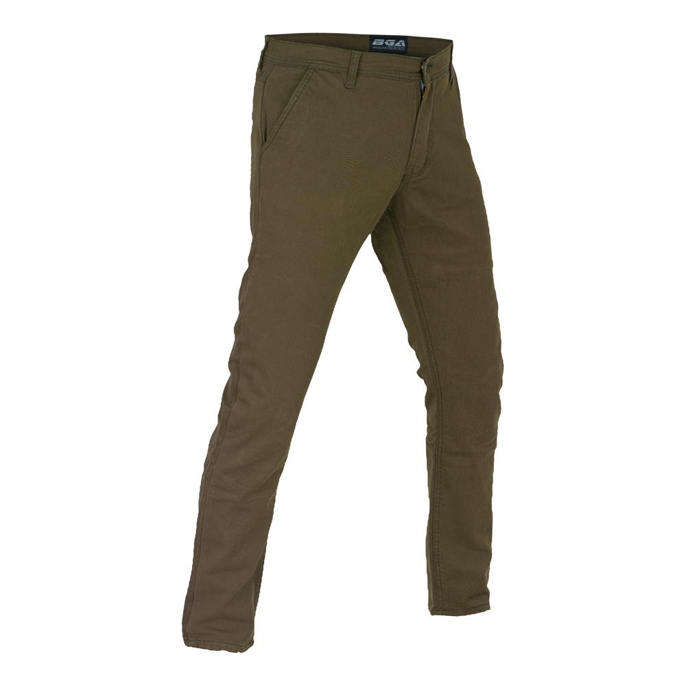 BGA Stork Motorcycle Kevlar Lined Chinos Pants Khaki Green Stretch