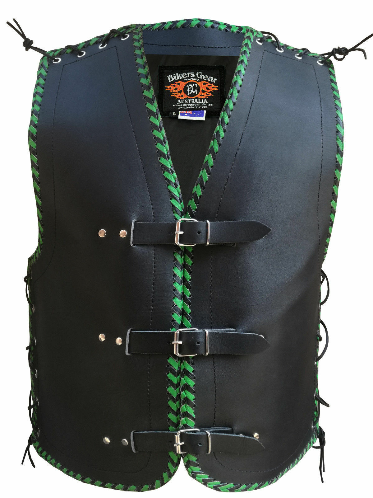 3MM THICK LEATHER NZ BRAIDED MOTORCYCLE CLUB VEST - Bikers Gear Australia