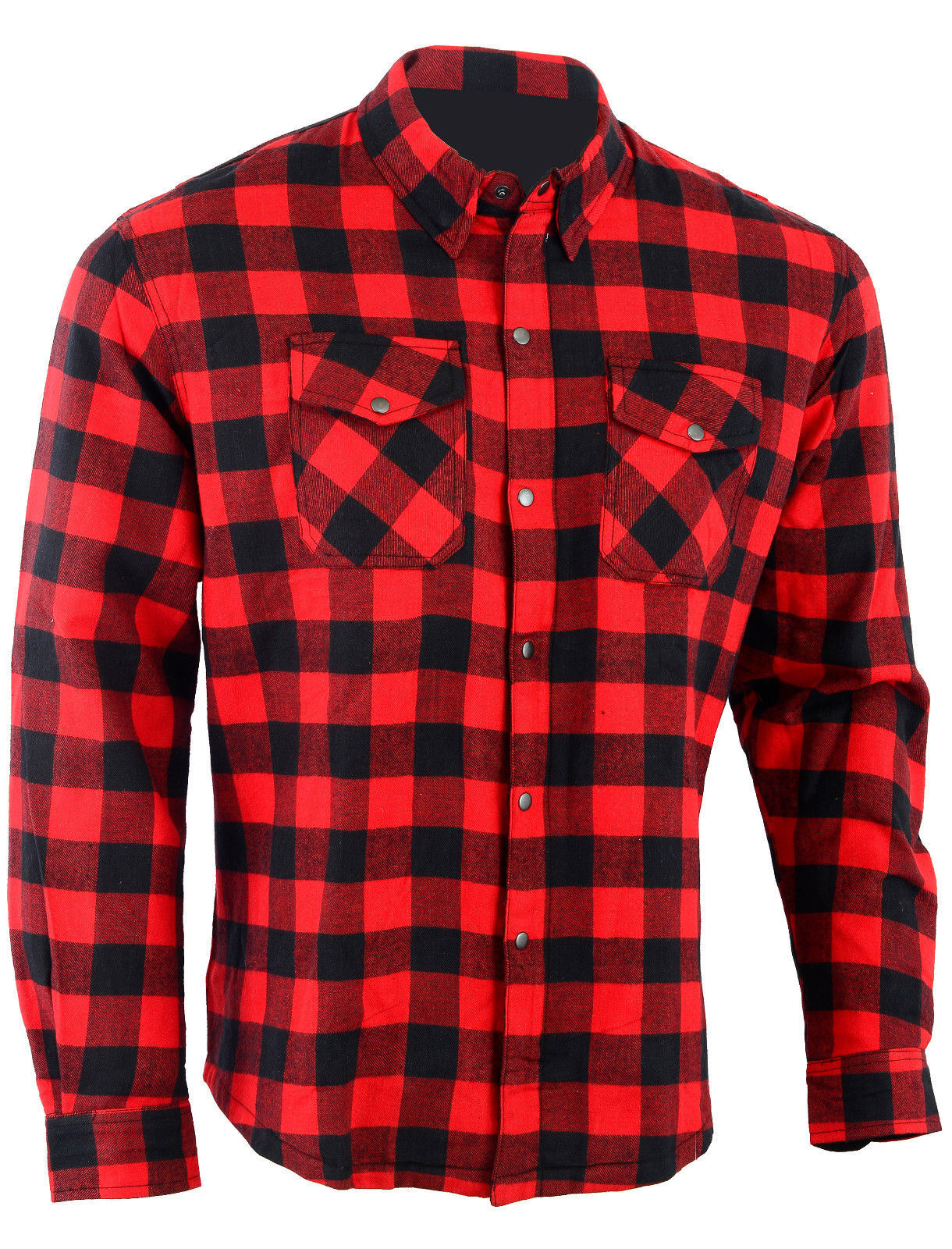 New Bikers Gear Motorcycle Kevlar® Lined Flannel Lumberjack Shirt Red ...