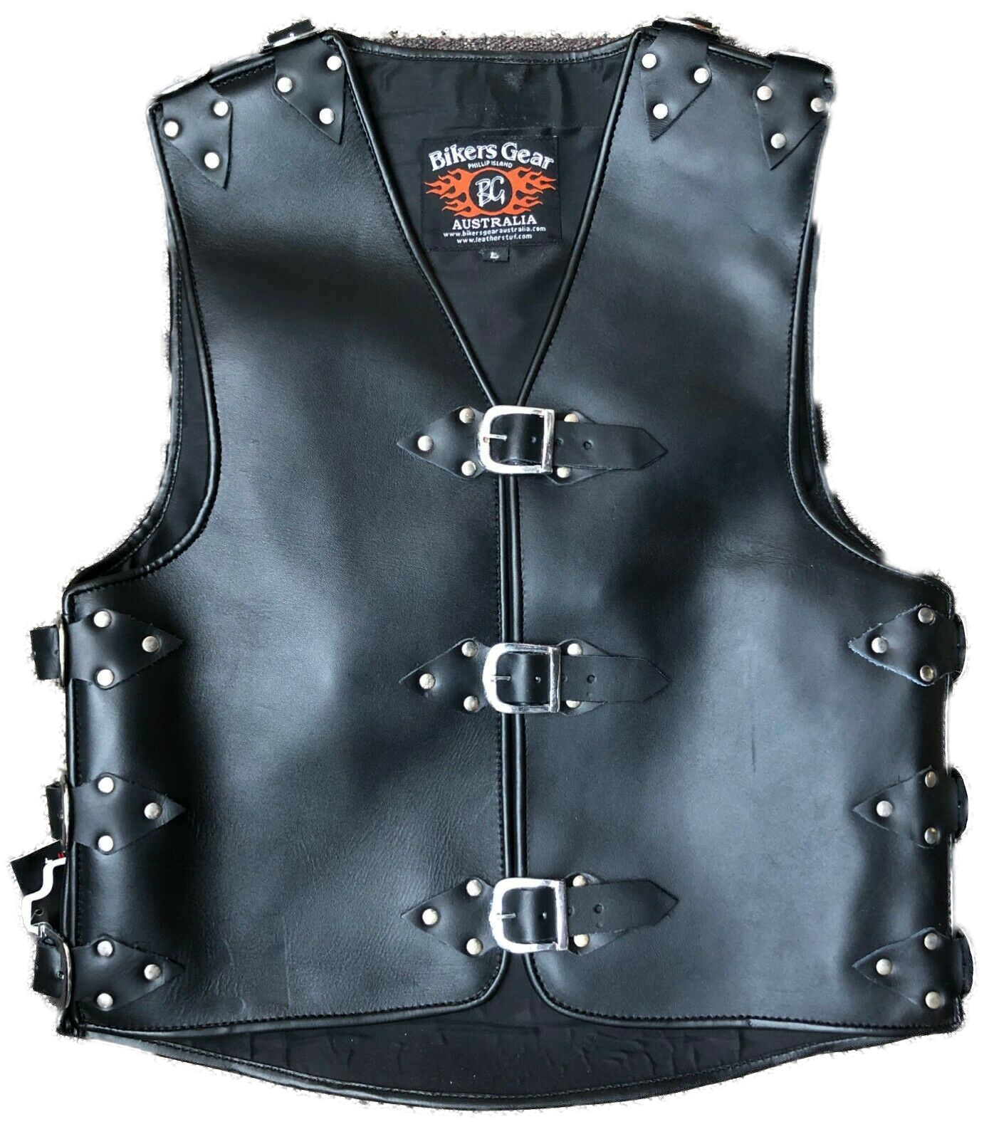 BGA Panther 3mm HD Plain Leather Motorcycle Buckle Vest Clearance