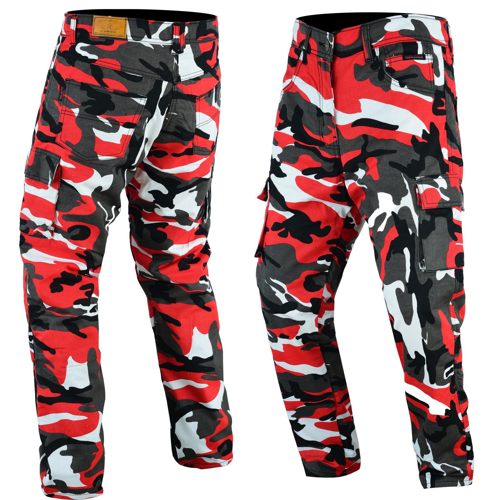 BGA Robin Men Motorcycle Cargo Pants Camo Red/Black