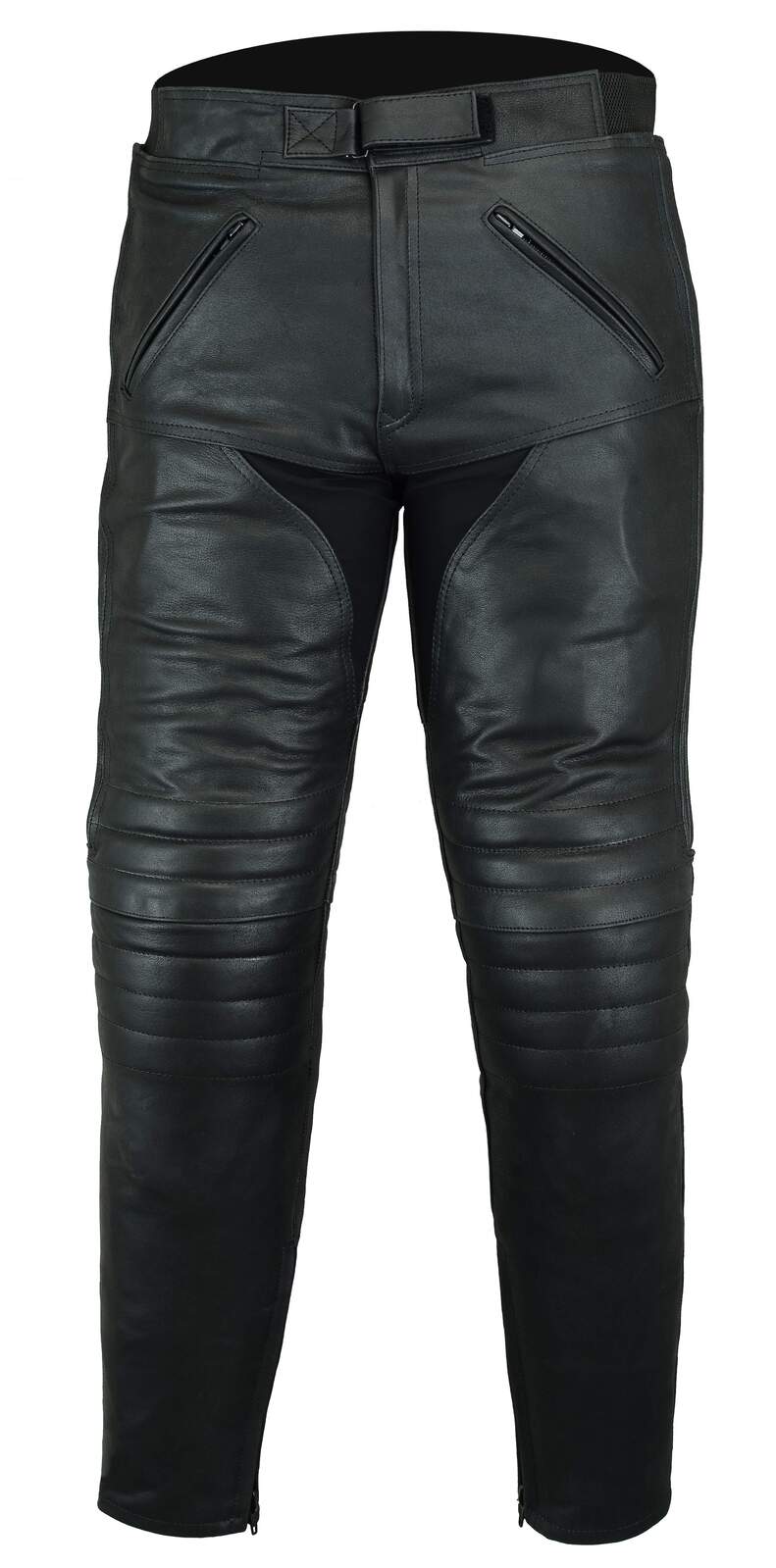 Mens Soft Leather Motorcycle Touring Pants Removable Ce Armour
