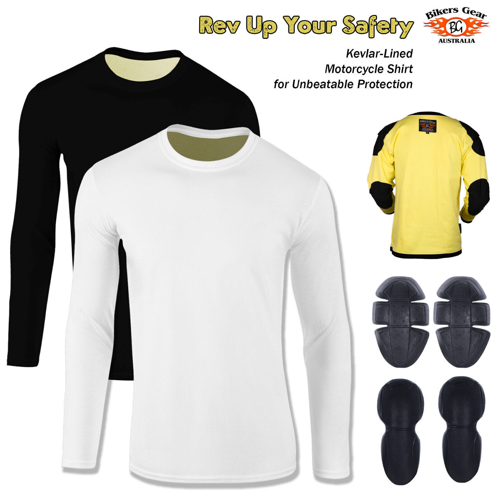 BGA Apex Motorcycle Kevlar Lined Protective T-Shirt White with CE