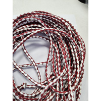 Leather Braided Bolo Cord Full Burgundy / White Clearance 10 Meter Long