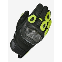 NELSON SPORTS / TOURING MOTORCYCLE KEVLAR LINED LEATHER GLOVES BLACK/Hiviz