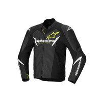 Alpinestars Faster V3 Air Leather Jacket Black White Fluro