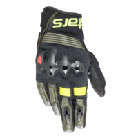 Alpinestars Halo Leather Gloves Green Black Fluro Yellow