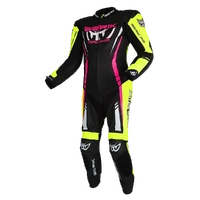 Berik Sicily 1PC Leather Suit Black Hi Viz Pink