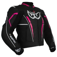 Berik Valentina Ladies Leather Motorcycle Jacket Black Pink 
