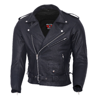 BGA Brando Classic Leather Motorcycle Jacket Black
