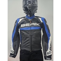 Berik Jerez Perforated Leather Motorcycle Jacket Blue Clearance 50% off Size 48
