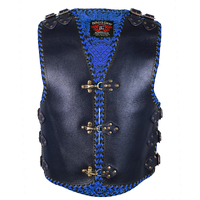 BGA Drako 3mm HD Leather Motorcycle Vest Blue Braid Paisley Custom