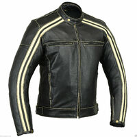 BGA The Boonie Motorcycle Leather Jacket Beige Stripe