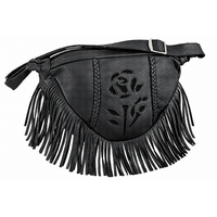 BGA Rose Braided Motorcycle WP Leather Bag Black