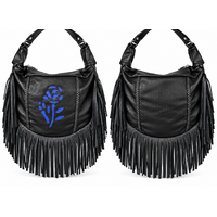 BGA Rose Braided Motorcycle Leather Bag Blue Rose