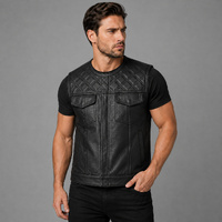 New Sons of Anarchy Cross Hatch Leather Vest with Round Neck