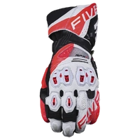 Five RFX-1 Evo Racing Motorcycle Leather Gloves White Red