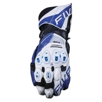 Five RFX-1 Evo Racing Motorcycle Leather Gloves White Blue