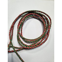 Leather Braided Bolo Cord Set of 2 Full Green Red