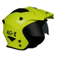 RXT AG-X Open Face Motorcycle Helmet with Internal Visor Hi Viz