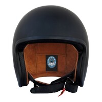 Johnny Reb Burke Open Face Helmet - Matte Black/Brown Lining 