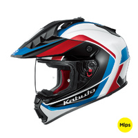 Kabuto Geosys GT Block Adventure Helmet White Red Blue  **Free Gloves**