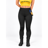 BGA Kevlar Lined Ribbed Ladies Motorcycle Legging Black