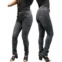 BGA Womens Grey Stone Wash Kevlar Lined Motorcycle Jeans