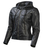 Ladies Duffy Ultra Soft Fit Hooded Leather Motorcycle Jacket