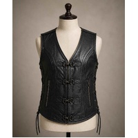 RH Ladies Empire Soft Fit Leather Motorcycle Vest Clips 