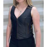 BGA Women's Fury Soft Leather Motorcycle Zip Vest