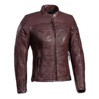 Ixon Ladies Spark Leather Jacket Burgundy Clearance 50% Off