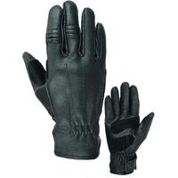 BGA Black Leather Rigger Motorcycle Gloves