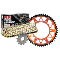 KTM350EXCF 11-17 PREMIUM RK X-RING CHAIN SPROCKET KIT ORANGE TWIN RING LONGLIFE 