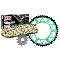 KAWASAKI KX125 00-08 PREMIUM RK X-RING CHAIN SPROCKET KIT GRN TWIN RING LONGLIFE