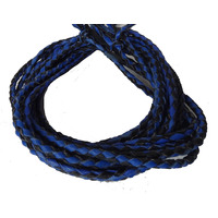 Leather Braided Bolo Cord Set of 2 Black/Blue