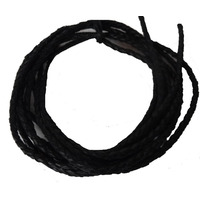 BLACK GENUINE LEATHER BRAIDED BOLO CORD SET OF 2