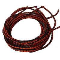 Leather Braided Bolo Cord Set of 2 Black/Orange