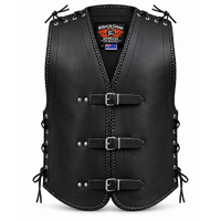 BGA Vigor HD 3-4mm Leather Motorcycle Vest NZ Black