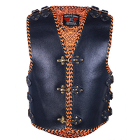 BGA Drako 3mm HD Leather Motorcycle Vest Orange Paisley