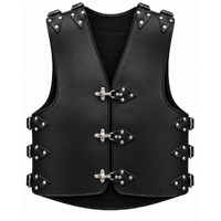 BGA Effex 3-4mm HD Leather Motorcycle Vest Black Clips Clearance