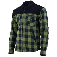 Bikers Gear CE Rifster Army Kevlar Lined Flannel Motorcycle Shirt with Leather outside Pockets