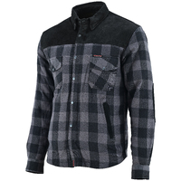 Bikers Gear CE Rifster Kevlar Lined Flannel Motorcycle Shirt with Leather outside Pockets