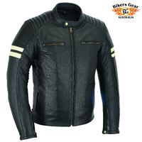 BGA Roadster Classic Leather Motorbike Jacket Beige