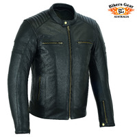 BGA Roadster Classic Leather Motorbike Jacket Black