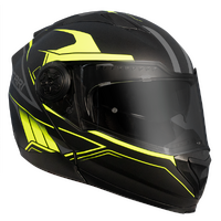 RXT 909 Modular Flip Motorcycle Helmet Black/Fluro