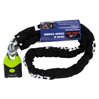 Lok-Up 10mm Heat Treated Steel Motorbike Chain and Padlock Combo 1.5M Fluro